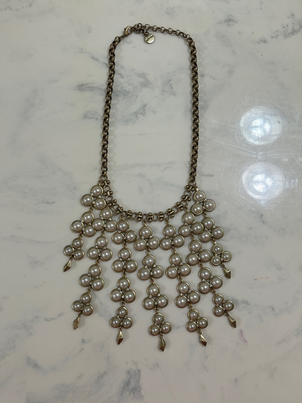 Stella & Dot Cream Pearl Fringe Statement Necklace
